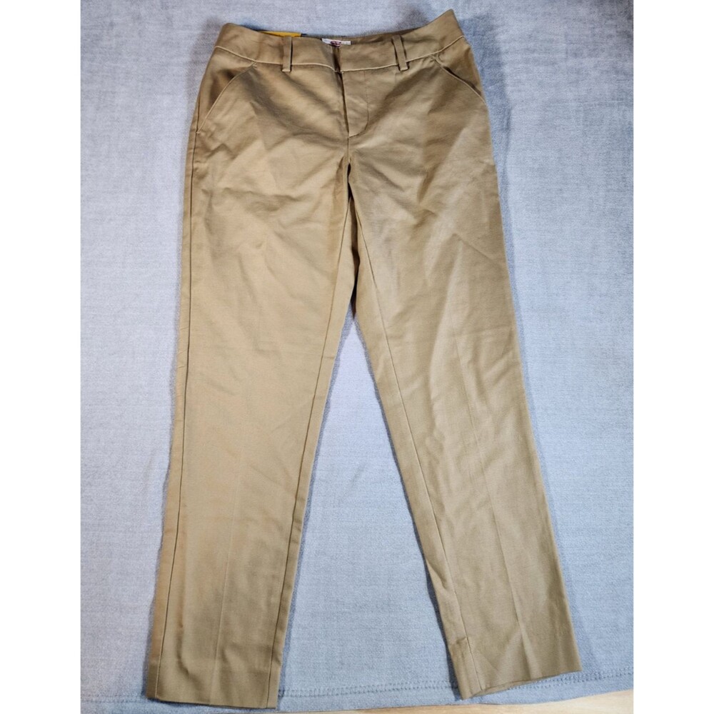 Merona Tan Women Size 2 Classic Stretch Flat Front Preppy Mid Rise Ankle Pants